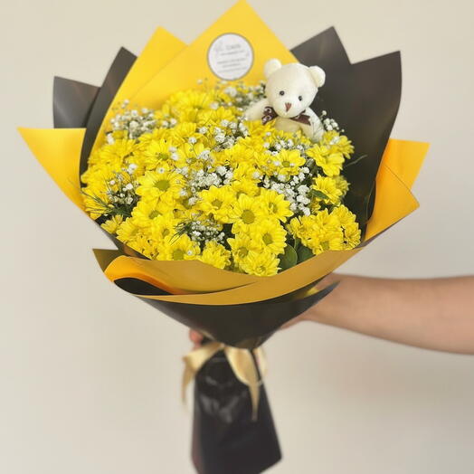 Sarışınlara ozel sarı papatya buketi