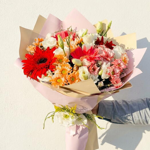 Karışık Renkli Papatya ve Gerbera Buketi