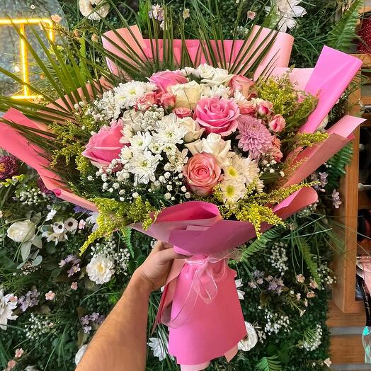 PİNKLOVE BÜYÜK BOY PEMBE İTHAL GÜL PAPATYA