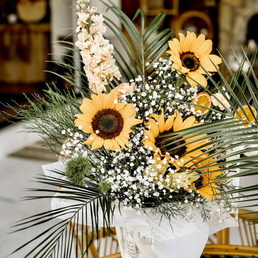 Potted sunflower arrangement