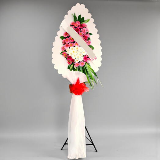 Tek Katlı Pembe Beyaz Duğun Çelengi