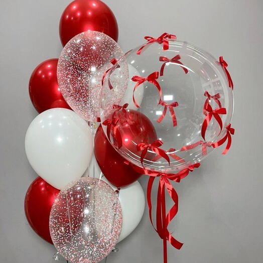 Kırmızı  ve beyaz balon seti