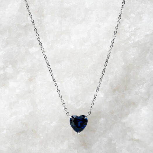 Blue Sapphire Heart Necklace