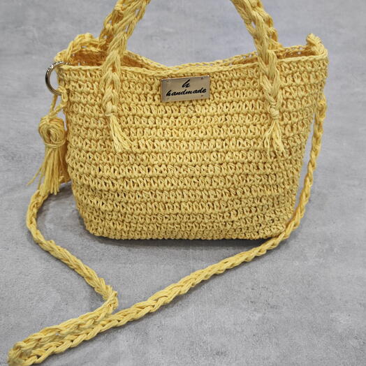 El Yapımı Örgu Kağıt İp Minimalist Çanta