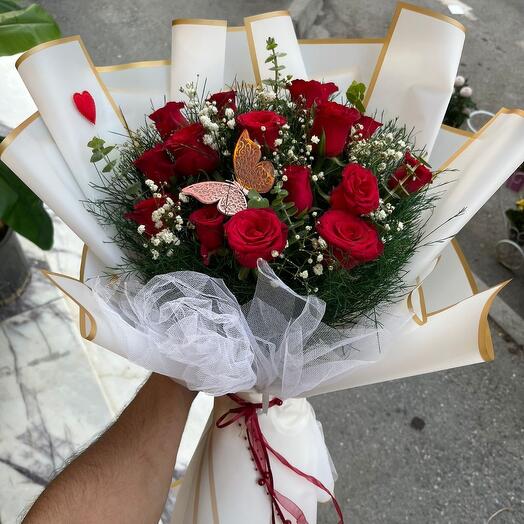 15Lİ KIRMIZİ GÜL BUKETİ