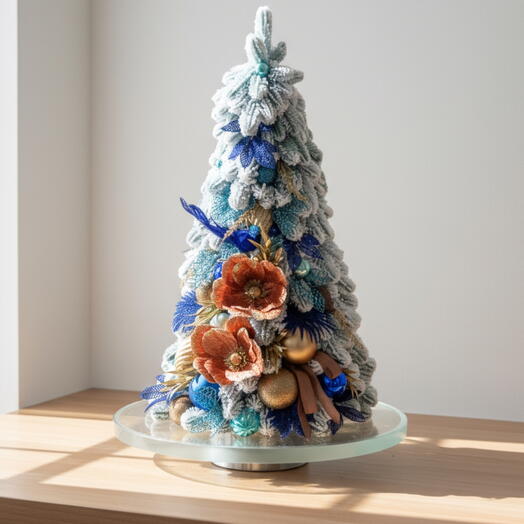 Mavi Işıltılı Dekoratif Yılbaşı Ağacı