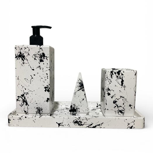 Banyo Seti-Siyah Beyaz-Kare