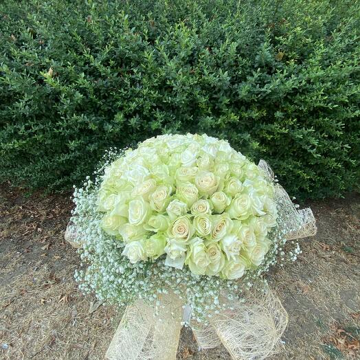 101 li Beyaz gul buketi