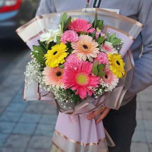 Gerbera ve Krizantem Buketim