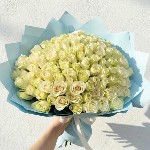 101 adet beyaz gul buketi