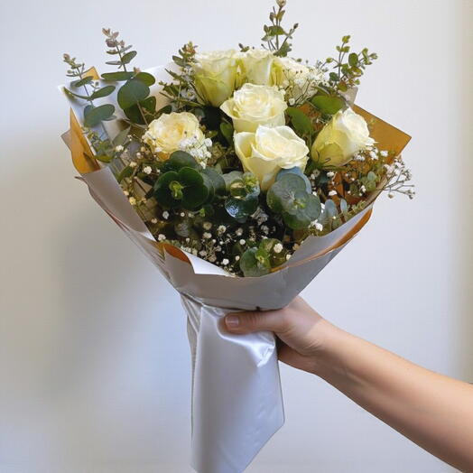 7 li Beyaz Gul Buketi