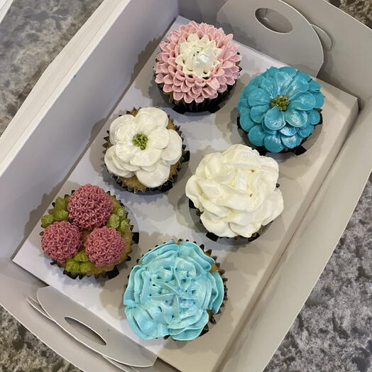 Floral Mix Cupcake - Çiçekli Pembe-Mavi Kapkek (6)