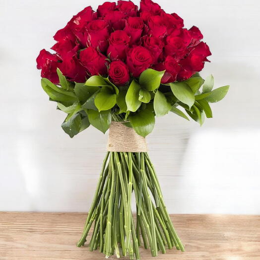 DEKORATİF 41 Lİ KIRMIZI GÜL BUKETİ 60 CM