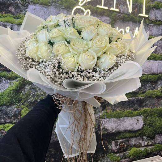 Premium 41 Li Beyaz Gul Buketi