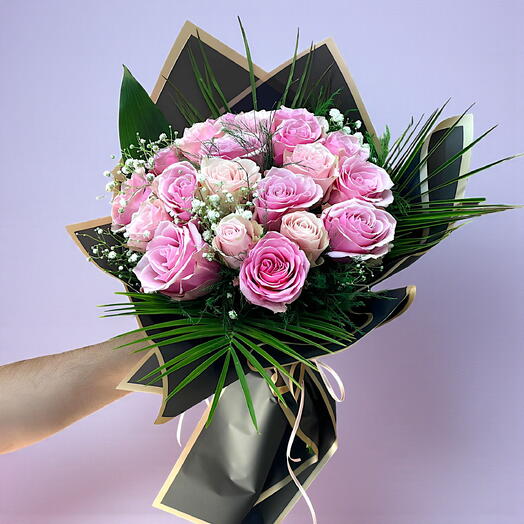 21 li İthal Pembe Gul Buketi