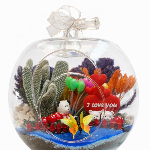 Buyuk Boy Cam Fanus Teraryum – Kalpli   Figurlu Özel Tasarım