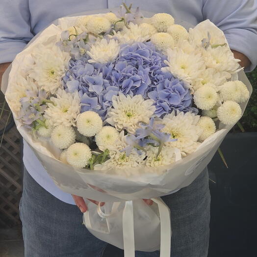 Blue and white