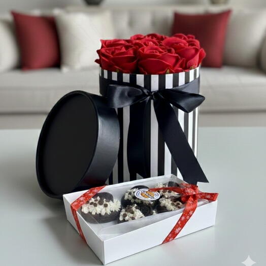 Kokulu yapay cicek cookies hediye seti