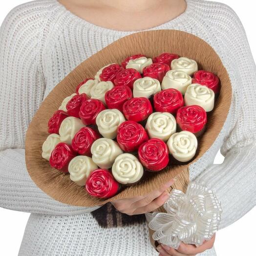 KIRMIZI BEYAZ GÜL ÇİKOLATA