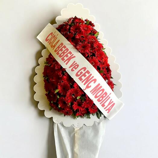 Stylish Wedding and Opening Wreath with Red Gerberas