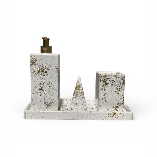 Banyo Seti-Altın Varank Desenli Kare